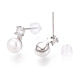 Серьги-гвоздики из натурального жемчуга из латуни PEAR-N020-08G-3