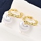 Серьги-кольца из латуни и АБС-пластика с жемчугом для женщин EJEW-G430-05G-2