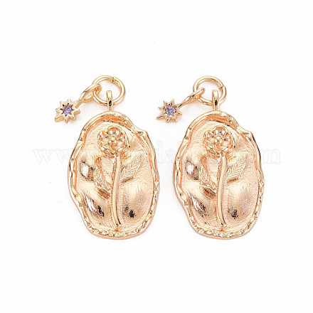 Подвески из латуни с танзанитом и стразами KK-S364-216-1