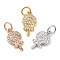 Brass Micro Pave Clear Cubic Zirconia Pendants, Cadmium Free & Lead Free, Lollipop, Mixed Color, 13.5x7.5x2mm