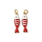 304 Stainless Steel Enamel Pendants, Sardine Fish Charm, with Jump Ring, Ion Plating(IP), Real 18K Gold Plated, Red, 18.5x5x2mm, Hole: 3mm