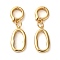 Rack Plating Brass Fold Over Clasps, Oval, Real 18K Gold Plated, 38mm long, Oval: 21x12x3mm, Ring clasp: 14.5x11x4mm, hole: 7.5mm