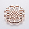 Brass Filigree Joiners Links, Long-Lasting Plated, Lead Free & Cadmium Free, Flower, Rose Gold, 21x1.5mm, Hole: 0.5mm