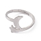 Non-Tarnish 201 Stainless Steel Moon & Star Adjustable Ring for Women, Stainless Steel Color, US Size 6 1/4(16.7mm)