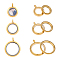 3Pcs 3 Style 304 Stainless Steel Locket Pendants, with Glass, DIY Accessories for Jewelry Pendant Making, Flat Round Charm, Golden, 25.5~36x19.5~29.5x4~6mm, Hole: 4~5mm, 1pc/style