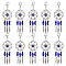 24Pcs Woven Net/Web with Feather Tibetan Style Alloy Pendant Decorations, with Handmade Evil Eye Lampwork Bead & Alloy Lobster Claw Clasps, Clip-on Charms, Blue, 90mm