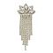 Brass Rhinestone Cabochons, Flower with Tassel, Silver, 90x34x5.5mm