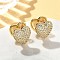 Heart Brass Micro Pave Clear Cubic Zirconia Hoop Earrings, Lead Free & Cadmium Free, Long-Lasting Plated, Real 18K Gold Plated, 13.5x13.5mm