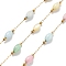 Shell & 304 Stainless Steel Oval Beads Link Chains, with 316 Stainless Steel Chains, Ion Plating(IP), Soldered, with Spool, Mixed Color, 6~4.5x3.5~6.5mm