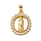 Brass Micro Pave Clear Cubic Zirconia Pendants, Lady of Guadalupe Charms, Long-Lasting Plated, Oval with Virgin Mary, Golden, 36x26.5x3mm, Hole: 5.5x3mm