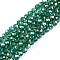 Electroplate Glass Beads Strands, AB Color Plated, Faceted, Rondelle, Green, 4x3mm, Hole: 0.4mm, about 110~115pcs/strand, 39~40cm