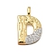 Brass Micro Pave Cubic Zirconia Pendants, Cadmium Free & Nickel Free & Lead Free, Letter Charms, Real 18K Gold Plated, Letter D, 26.5x16x4mm, Hole: 5x2.5mm