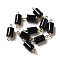 Natural Black Onyx(Dyed & Heated) Connector Charms, Column Links with Real 18K Gold Plated Brass Double Loops, 23~23.5x8mm, Hole: 1.5mm