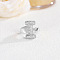 Brass Micro Pave Clear Cubic Zirconia Cuff Rings, Platinum, Letter I, Inner Diameter: Adjustable