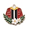 Alloy Enamel Pendants, Light Gold, Graduation Uniform with Flower & Word, FireBrick, 27x28x1mm, Hole: 2mm