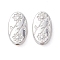 Alloy Beads, Long-Lasting Plated, Oval with Flower, Silver, 11x6.5x2.5mm, Hole: 1.2mm