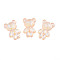 Transparent Acrylic Cabochons, Half Hole, Glitter Beads, Bear, PeachPuff, 25x16.5x7mm, Half Hole: 1.2mm