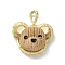 Opaque Resin Pendants, Large Hole Pendant, with Real 18K Gold Plated Brass Findings & Clear Cubic Zirconia, Cadmium Free & Lead Free, Bear, Camel, 25x29x12.5mm, Hole: 4.5x7mm