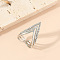 Crown Alloy Rhinestone Cuff Rings for Women, Crystal, US Size 8(18.1mm)