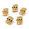 Brass Micro Pave Cubic Zirconia Beads, Rectangle, Long-Lasting Plated, Real 18K Gold Plated, Mixed Color, 12x9x8mm, Hole: 2.3mm