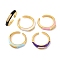 Brass Micro Pave Clear Cubic Zirconia Open Cuff Rings, Enamel Ring for Women, Lead Free & Cadmium Free, Real 18K Gold Plated, Mixed Color, 3.5mm, Adjustable