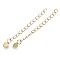 Brass Chain Extender, Cable Chain, Nickel Free, with Heart Shape Charms, Real 18K Gold Plated, 53mm, Link: 4x3x0.4mm, Inner Size: 3x2mm, Heart: 7.1~7.5x6x0.65mm