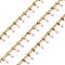 304 Stainless Steel Curb Chains, with Enamel Charms and Spool, Soldered, Ion Plating(IP), Golden, Pearl Pink, Charm: 6x1.5x2mm, Link: 2x1.5x0.3mm, about 16.4 Feet(5m)/roll