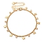 Brass Star & Glass Flat Round Charm Bracelets with Curb Chains, Golden, 7-1/8 inch(18cm)