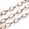 Ion Plating(IP) 304 Stainless Steel Cable Chains, Unwelded, with Spool, Flat Oval, Rose Gold, 4mm, about 32.8 Feet(10m)/roll