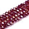 Electroplate Glass Bead Strands, AB Color, Faceted, Rondelle, Dark Red, 6x4mm, Hole: 1mm, about 80~85pcs/strand, 39~40cm