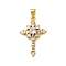 Brass Micro Pave Cubic Zirconia Pendants, Cadmium Free & Nickel Free & Lead Free, Cross, Real 18K Gold Plated, 27x17x4.5mm, Hole: 4.5x3.5mm
