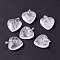 Natural Quartz Crystal Pendants, Rock Crystal Pendants, with Platinum Tone Brass Findings, Heart, 27~28x24.5~26x6~8.5mm, Hole: 2.4x5.6mm