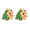Christmas Deer Theme Alloy Enamel Pendants, Golden, Christmas Tree, 25x25x1.5mm, Hole: 2mm