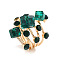Alloy Rhinestone Multi-layer Rings, European and American Exaggerated Large Spring Ring Jewelry, Emerald