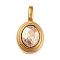 Golden Plated 304 Stainless Steel Rhinestone Pendants, Oval Charms, Topaz, 23.3x13x6mm, Hole: 6x3mm