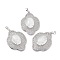 Natural Quartz Crystal Pendants, Rock Crystal Pendants, Flower Charms, with Platinum Plated Brass Findings, 44x32x10mm, Hole: 8x5mm