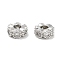 Brass Micro Pave Cubic Zirconia Beads, Cadmium Free & Nickel Free & Lead Free, Platinum, Flat Round, Clear, 6x3mm, Hole: 2mm