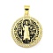 Rack Plating Brass Micro Pave Cubic Zirconia Pendants, with Enamel Cadmium Free & Lead Free, Real 18K Gold Plated, Flat Round, Black, 18x15x4mm, Hole: 5mm