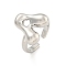 Brass Letter Open Cuff Rings for Women, Cadmium Free & Lead Free, Adjustable, Platinum, Letter A, 15~16.5x7~16.5mm