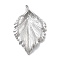 304 Stainless Steel Pendants, Leaf Charm, Anti-Tarnish, Stainless Steel Color, 46.5x29.5x6mm, Hole: 2mm