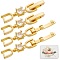 10Pcs Brass with Cubic Zirconia Fold Over Clasps, Real 18K Gold Plated, 35x6mm