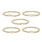5Pcs 5 Style Star & Cross & Moon & Heart & Butterfly Brass & Synthetic Hematite Beaded Stretch Bracelets Set for Women, Golden, Inner Diameter: 2-1/4 inch(5.6cm), 1Pc/style