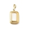 Rectangle 304 Stainless Steel Pendant Decorations, with White Shell and Spring Ring Clasps, Ion Plating(IP), Real 18K Gold Plated, 24mm