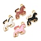 Alloy Enamel Pendants, Cadmium Free & Nickel Free & Lead Free, Rack Plating, Horse Charm, Golden, Mixed Color, 18x15x2mm, Hole: 1.8mm