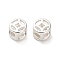 Brass Beads, Cadmium Free & Nickel Free & Lead Free, Chinese Copper Cash Shape, 925 Sterling Silver Plated, 6x5mm, Hole: 2.5x2.5mm