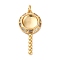 Brass Micro Pave Cubic Zirconia Pendants, with Glass and Jump Ring, Lollipop Charms, Rack Plating, Lasting Plated, Cadmium Free & Lead Free, Real 18K Gold Plated, Clear, 31.5x15x6.5mm, Hole: 3mm