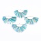 Nylon Tassel Pendants, with Brass Findings, Nickel Free, Real Platinum Plated, Medium Turquoise, 25~27x43~46x3mm, Hole: 1.5mm
