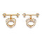 Brass Micro Pave Clear Cubic Zirconia Toggle Clasps, Nickel Free, Heart, Real 18K Gold Plated, Heart: 12.5x12x2mm, Bar: 20x5x2.5mm, Jump Ring: 5x1mm, 3mm inner diameter