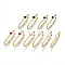 Brass Enamel Huggie Hoop Earrings, Rectangle with Heart, Real 18K Gold Plated, Nickel Free, Mixed Color, 32x15~16x5.5mm, Pin: 0.9mm