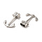 Non-Tarnish 304 Stainless Steel Hook Clasps, For Leather Cord Bracelets Making, Anchor, Stainless Steel Color, 33x22x7mm, Hole: 4mm